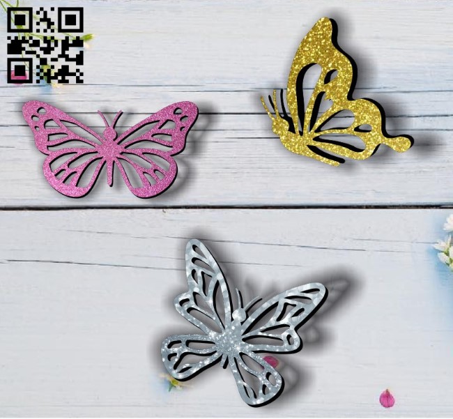 Butterflies E0011811 file cdr and dxf free vector download for Laser cut