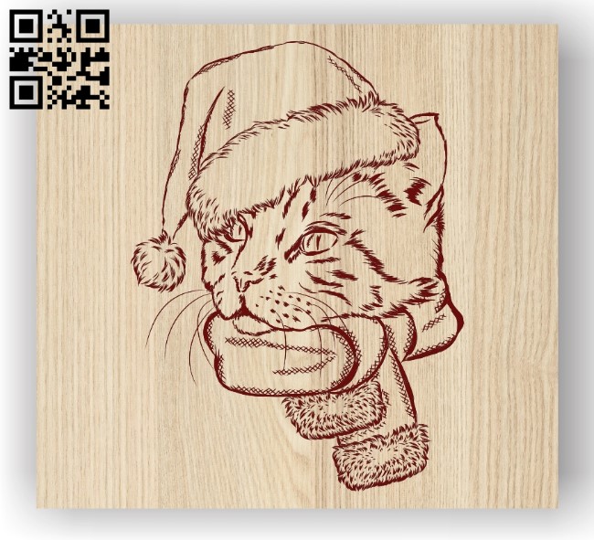 Cat with new year E0011902 file cdr and dxf free vector download for laser engraving machines