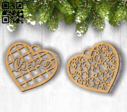 Decorative hearts E0011806 file cdr and dxf free vector download for Laser cut
