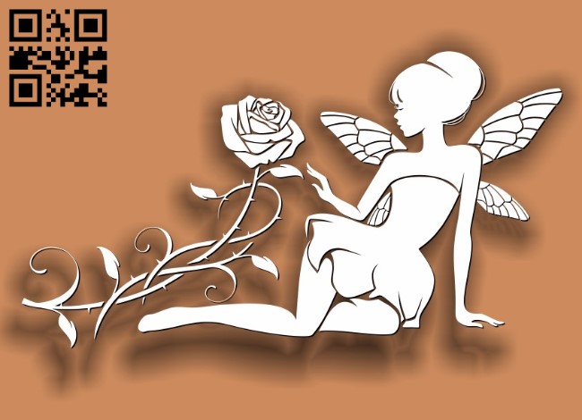 Fairies with Rose E0011740 file cdr and dxf free vector download for laser cut