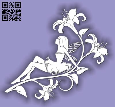 Fairies with lily flowers E0011739 file cdr and dxf free vector download for laser cut