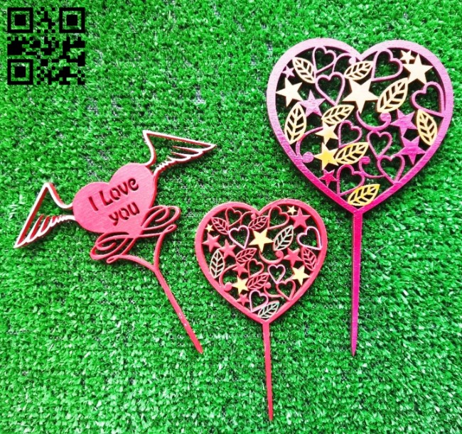 Heart toppers E0011669 file cdr and dxf free vector download for laser cut