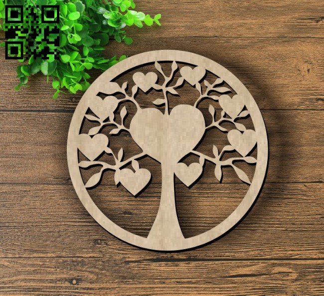 Heart tree E0011709 file cdr and dxf free vector download for laser cut