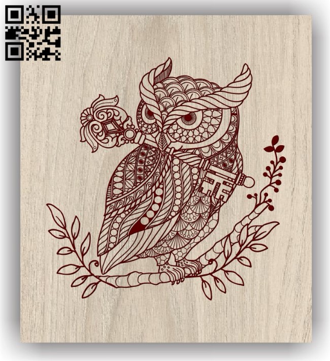 Owl with key E0011672 file cdr and dxf free vector download for laser engraving machines