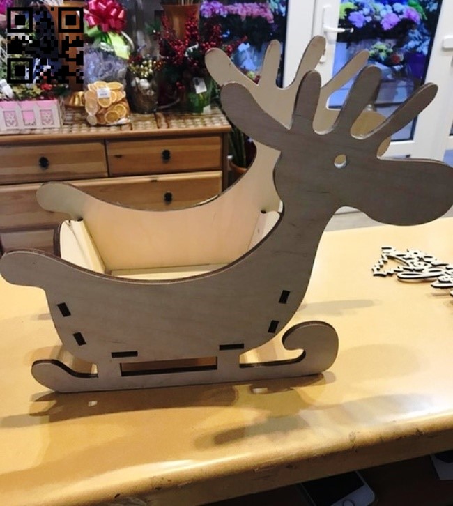 Reindeer sleigh E0011704 file cdr and dxf free vector download for laser cut