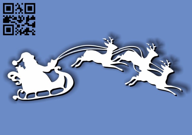 Santa with Sleigh E0011745 file cdr and dxf free vector download for laser cut