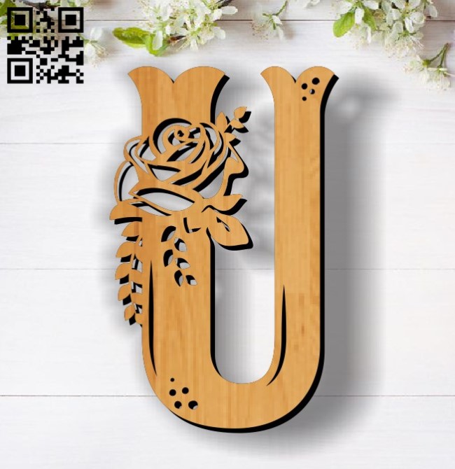 Flower U E0011855 file cdr and dxf free vector download for laser cut
