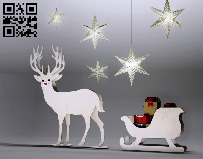 Sleigh carrying gifts E0011711 file cdr and dxf free vector download for laser cut