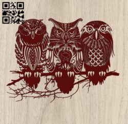 Three owls E0011870 file cdr and dxf free vector download for laser engraving machines