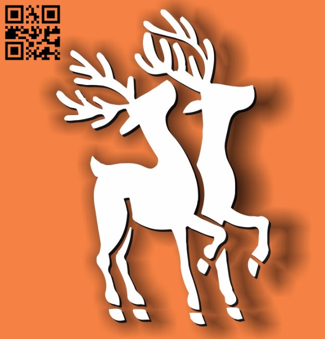 Two reindeer E0011717 file cdr and dxf free vector download for laser cut