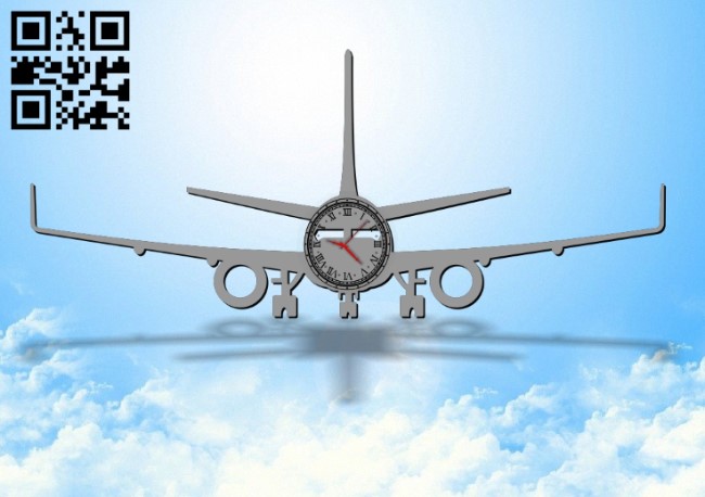 Airplane clock E0012070 file cdr and dxf free vector download for laser cut