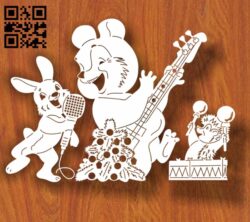 Animals with musical instruments E0012240 file cdr and dxf free vector download for laser cut