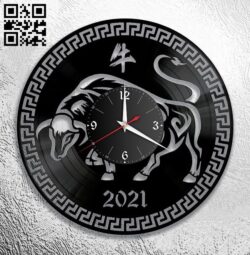 Bull clock E0012182 file cdr and dxf free vector download for laser cut