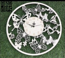 Butterfly clock E0012078 file cdr and dxf free vector download for laser cut