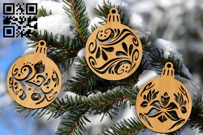 Christmas ball E0011961 file cdr and dxf free vector download for laser cut