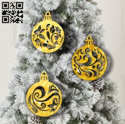 Christmas ball E0011962 file cdr and dxf free vector download for laser cut