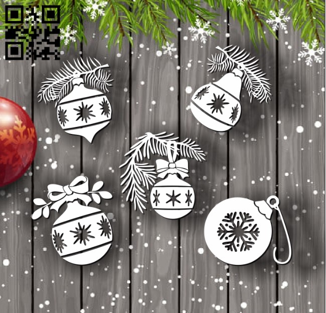 Christmas balls E0012058 file cdr and dxf free vector download for laser cut