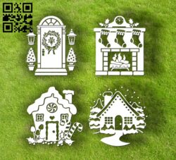 Christmas house E0012060 file cdr and dxf free vector download for laser engraving machines