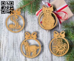 Christmas tree decoration animals E0012009 file cdr and dxf free vector download for laser cut