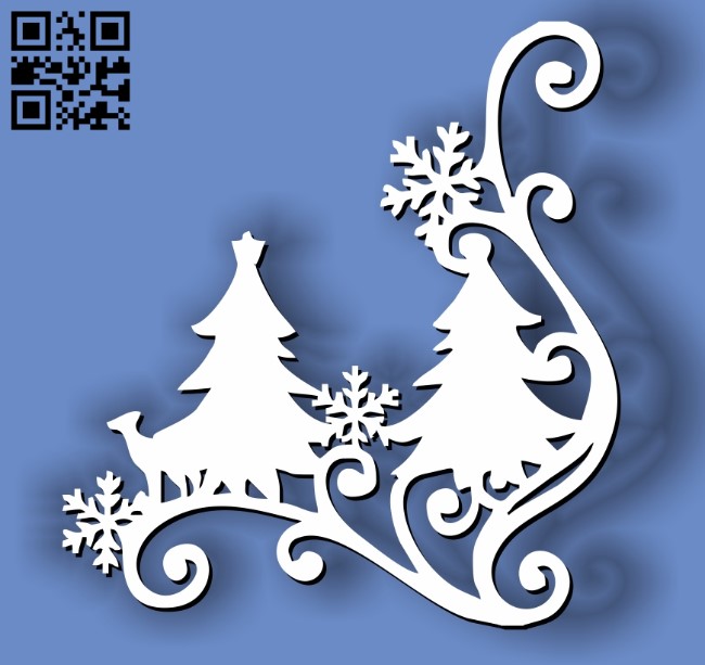 Christmas tree decorative corner E0012012 file cdr and dxf free vector download for laser cut