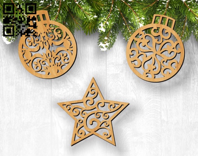 Decorate Christmas tree E0012085 file cdr and dxf free vector download for laser cut