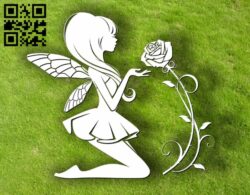 Fairies with rose E0012015 file cdr and dxf free vector download for laser cut