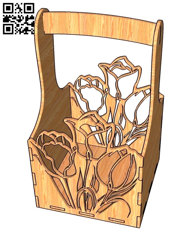 Flower Box Tulips E0012092 file cdr and dxf free vector download for laser cut