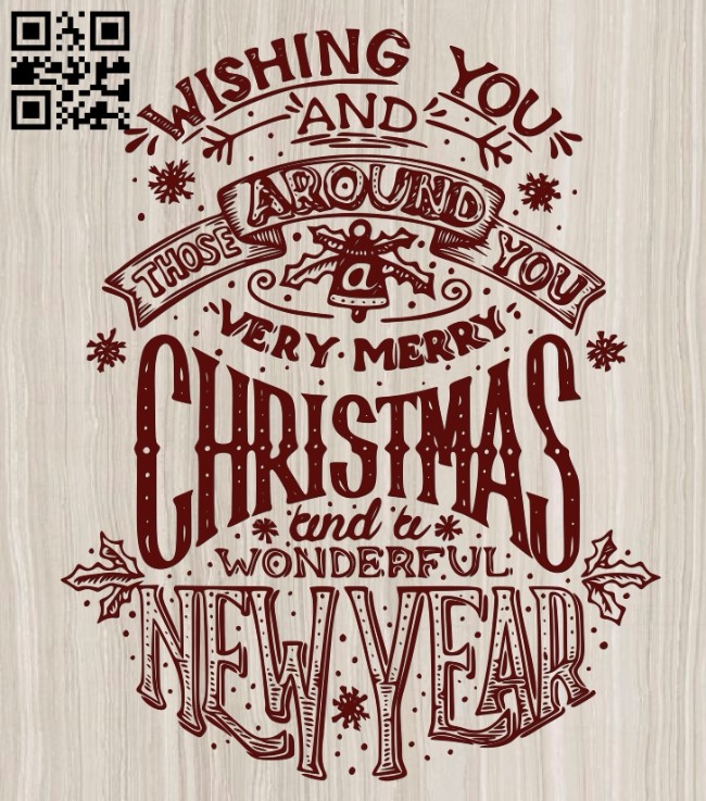 New Year and Christmas lettering E0012213 file cdr and dxf free vector download for laser engraving machines