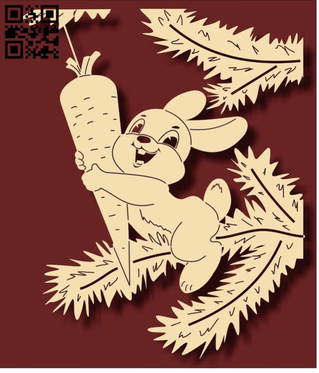Rabbit with carrot E0012215 file cdr and dxf free vector download for laser engraving machines