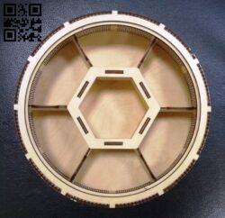 Round box with six compartments E0012077 file cdr and dxf free vector download for laser cut