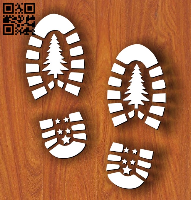 Santa Shoe Stencils E0011974 file cdr and dxf free vector download for laser cut