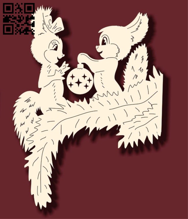 Two squirrels E0012195 file cdr and dxf free vector download for laser cut