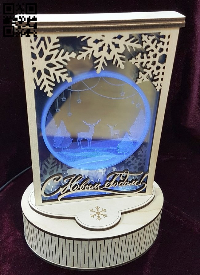 3D illusion led lamp Christmas E0012375 file cdr and dxf free vector download for laser cut and engraving machines