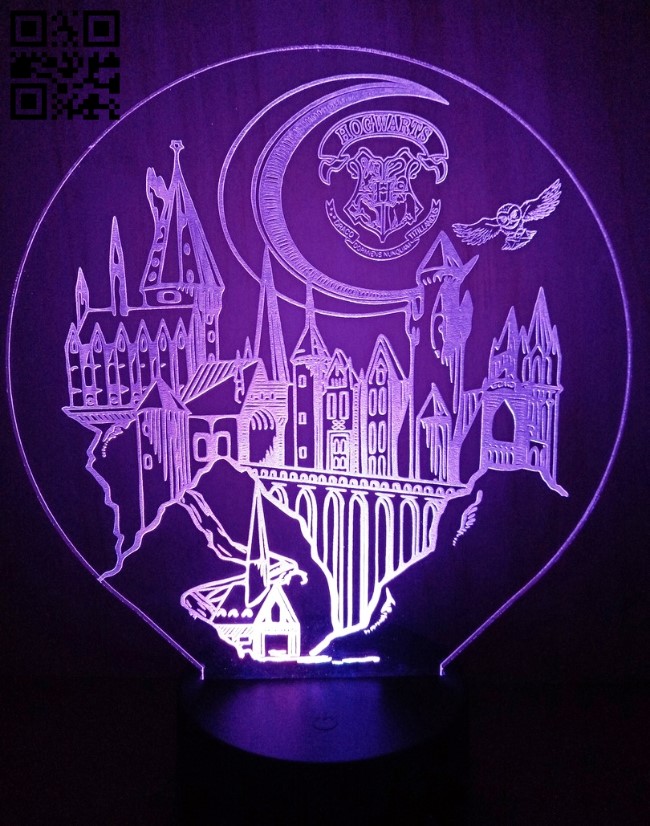 3D illusion led lamp Harry potter E0012462 file cdr and dxf free vector download for laser engraving machines