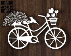 Bicycle with flower E0012511 file cdr and dxf free vector download for laser cut