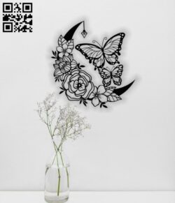 Butterflies with moon E0012400 file cdr and dxf free vector download for laser cut plasma