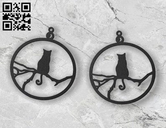 Cat earrings E0012291 file cdr and dxf free vector download for laser cut