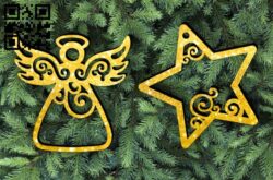 Christmas Angel and Star E0012354 file cdr and dxf free vector download for laser cut