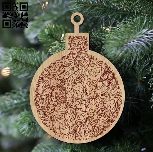 Christmas ball E0012485 file cdr and dxf free vector download for laser engraving machines
