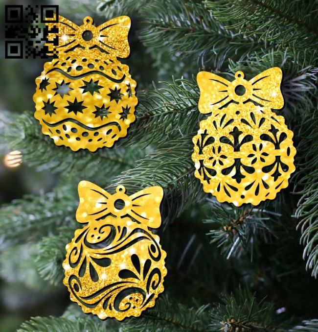 Christmas balls E0012408 file cdr and dxf free vector download for laser cut