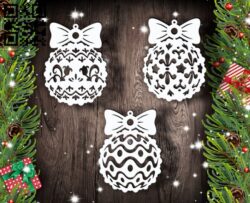 Christmas balls E0012409 file cdr and dxf free vector download for laser cut