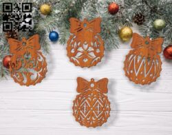 Christmas balls E0012410 file cdr and dxf free vector download for laser cut