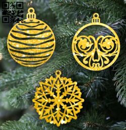 Christmas balls E0012522 file cdr and dxf free vector download for laser cut
