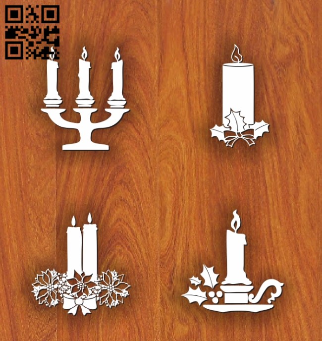 Christmas candles E0012429 file cdr and dxf free vector download for laser cut