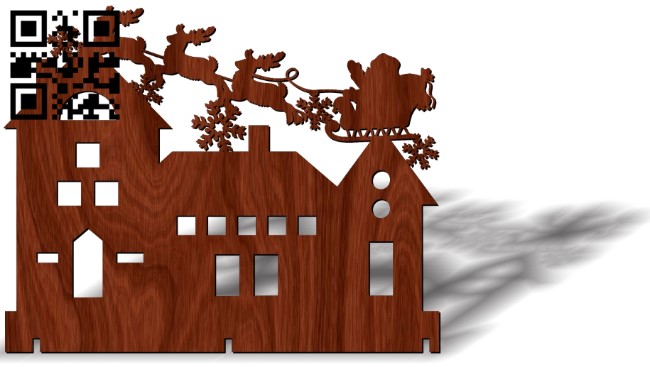 Christmas house E0012281 file cdr and dxf free vector download for laser cut