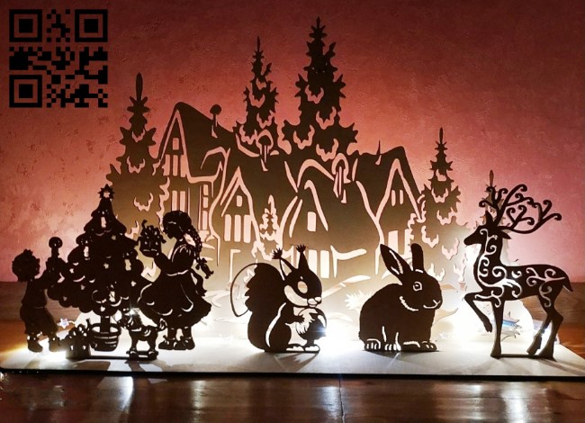 Christmas pano E0012305 file cdr and dxf free vector download for laser cut