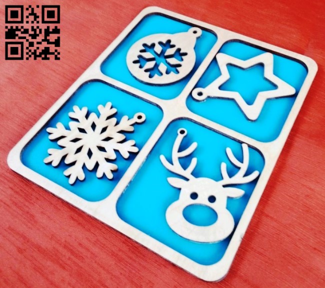 Christmas toys set E0012423 file cdr and dxf free vector download for laser cut