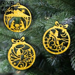 Christmas tree decoration balls E0012326 file cdr and dxf free vector download for Laser cut
