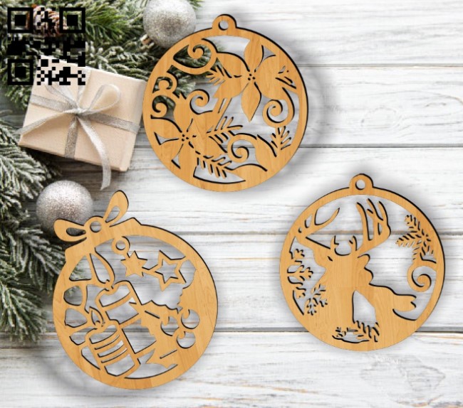 Christmas tree decoration balls E0012328 file cdr and dxf free vector download for Laser cut