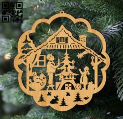 Christmas tree decoration toy E0012439 file cdr and dxf free vector download for laser cut